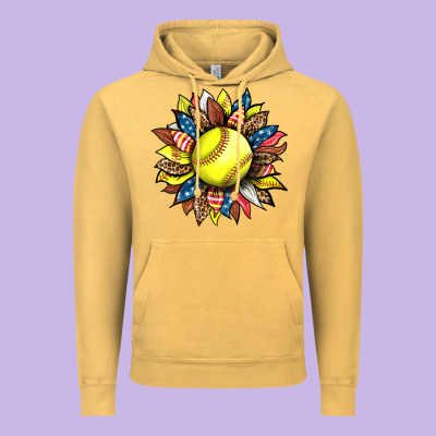 Softball Sunflower Vintage Hoodie Designed By Hra Design Shop