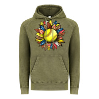 Vintage Olive softball sunflower Vintage Hoodie - HRA Design Shop
