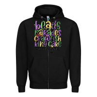 Black beads parades crawfish king cake mardi gras Zipper Hoodie - MaliasSmallBusiness