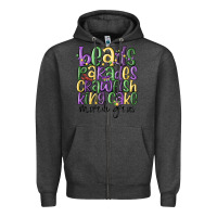 Charcoal Heather beads parades crawfish king cake mardi gras Zipper Hoodie - MaliasSmallBusiness