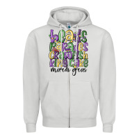 Dove Grey beads parades crawfish king cake mardi gras Zipper Hoodie - MaliasSmallBusiness