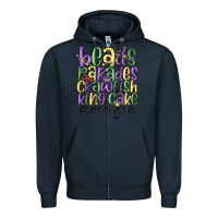 Navy beads parades crawfish king cake mardi gras Zipper Hoodie - MaliasSmallBusiness