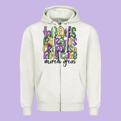 Beads Parades Crawfish King Cake Mardi Gras Zipper Hoodie Designed By Maliassmallbusiness