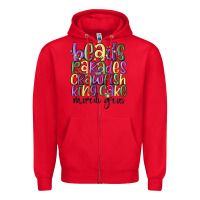 Red beads parades crawfish king cake mardi gras Zipper Hoodie - MaliasSmallBusiness