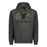 Charcoal Heather mardi gras love peace Premium Hoodie - Bettercallsaul