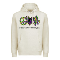 Oatmeal Heather mardi gras love peace Premium Hoodie - Bettercallsaul