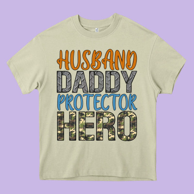 Husband Daddy Protector Hero Heavy Core Tee Designed By Artiststas