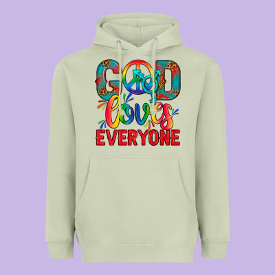 Lgbtq+ God Loves Everyone Heavyweight Hoodie Designed By Bundleandbundleshop