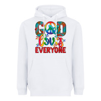 White LGBTQ+ God Loves Everyone Heavyweight Hoodie - BundleAndBundleShop