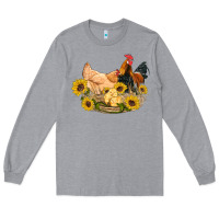 Heather Grey western coop animals farm chicken chick rooster sunflowers Long Sleeve Tee - Artiststas