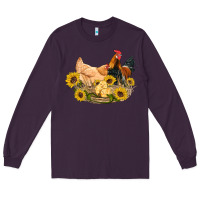 Plum western coop animals farm chicken chick rooster sunflowers Long Sleeve Tee - Artiststas