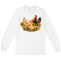 White western coop animals farm chicken chick rooster sunflowers Long Sleeve Tee - Artiststas