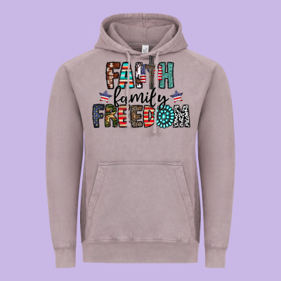 Faith Family Freedom Vintage Hoodie Designed By Cowhidedigitalart