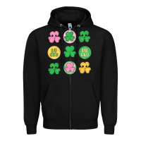 Black st.patrick's day clovers Zipper Hoodie - MaliasSmallBusiness