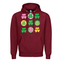 Burgundy st.patrick's day clovers Zipper Hoodie - MaliasSmallBusiness