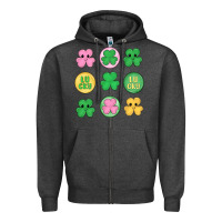 Charcoal Heather st.patrick's day clovers Zipper Hoodie - MaliasSmallBusiness