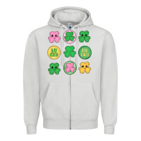 Dove Grey st.patrick's day clovers Zipper Hoodie - MaliasSmallBusiness