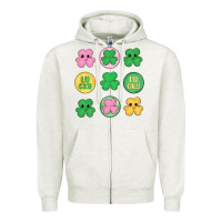 Oatmeal Heather st.patrick's day clovers Zipper Hoodie - MaliasSmallBusiness