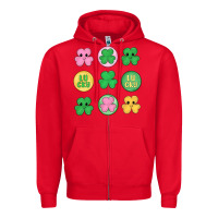 Red st.patrick's day clovers Zipper Hoodie - MaliasSmallBusiness