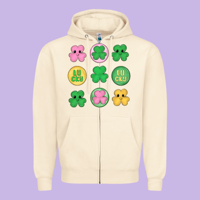 St.patrick's Day Clovers Zipper Hoodie Designed By Maliassmallbusiness