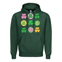 Sports Green st.patrick's day clovers Zipper Hoodie - MaliasSmallBusiness
