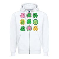 White st.patrick's day clovers Zipper Hoodie - MaliasSmallBusiness