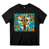 Black sunflower cross cowhide gemstones Heavy Core Tee - RanaPortraitStore