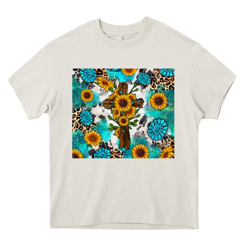 Sunflower Cross Cowhide Gemstones Heavy Core Tee by RanaPortraitStore | Teevron