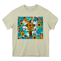 Mossy sunflower cross cowhide gemstones Heavy Core Tee - RanaPortraitStore