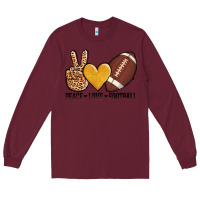 Burgundy peace love football Long Sleeve Tee - AdoDesignShop