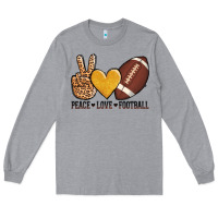 Heather Grey peace love football Long Sleeve Tee - AdoDesignShop
