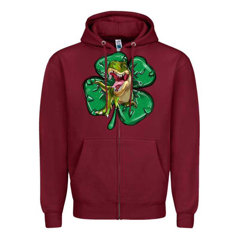 Dinosaur St Patricks Day Zipper Hoodie by MaliasSmallBusiness | Teevron