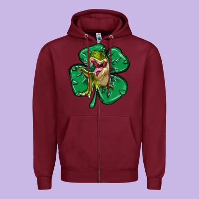 Dinosaur St Patricks Day Zipper Hoodie Designed By Maliassmallbusiness