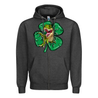 Charcoal Heather dinosaur st patricks day Zipper Hoodie - MaliasSmallBusiness