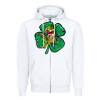 White dinosaur st patricks day Zipper Hoodie - MaliasSmallBusiness