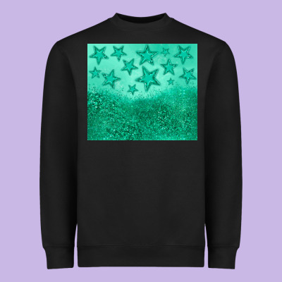 Green Glitter Star Heavyweight Sweatshirt Designed By Jahusdesignshop