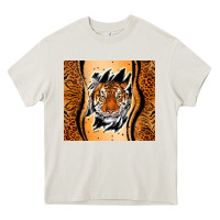 Cream tiger scratch mark Heavy Core Tee - RanaPortraitStore