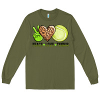 Army Green peace love tennis Long Sleeve Tee - AdoDesignShop