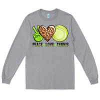 Heather Grey peace love tennis Long Sleeve Tee - AdoDesignShop
