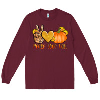 Burgundy peace love fall Long Sleeve Tee - AdoDesignShop