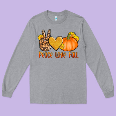 Peace Love Fall Long Sleeve Tee Designed By Adodesignshop