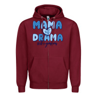 Burgundy mama of drama boy mom Zipper Hoodie - MaliasSmallBusiness