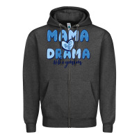 Charcoal Heather mama of drama boy mom Zipper Hoodie - MaliasSmallBusiness
