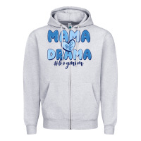 Heather Grey mama of drama boy mom Zipper Hoodie - MaliasSmallBusiness