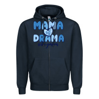 Navy mama of drama boy mom Zipper Hoodie - MaliasSmallBusiness