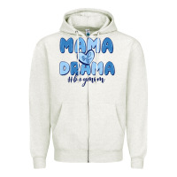 Oatmeal Heather mama of drama boy mom Zipper Hoodie - MaliasSmallBusiness