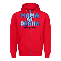 Red mama of drama boy mom Zipper Hoodie - MaliasSmallBusiness