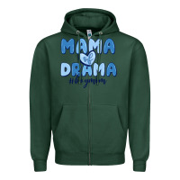 Sports Green mama of drama boy mom Zipper Hoodie - MaliasSmallBusiness