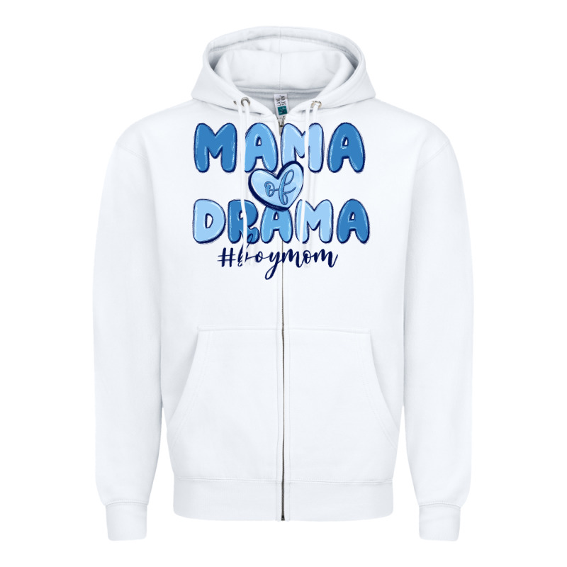 Mama Of Drama Boy Mom Zipper Hoodie by MaliasSmallBusiness | Teevron