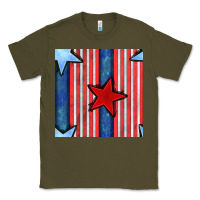 Army Green 4th of july stars and stripes seamless pattern Classic Tee - BundleAndBundleShop
